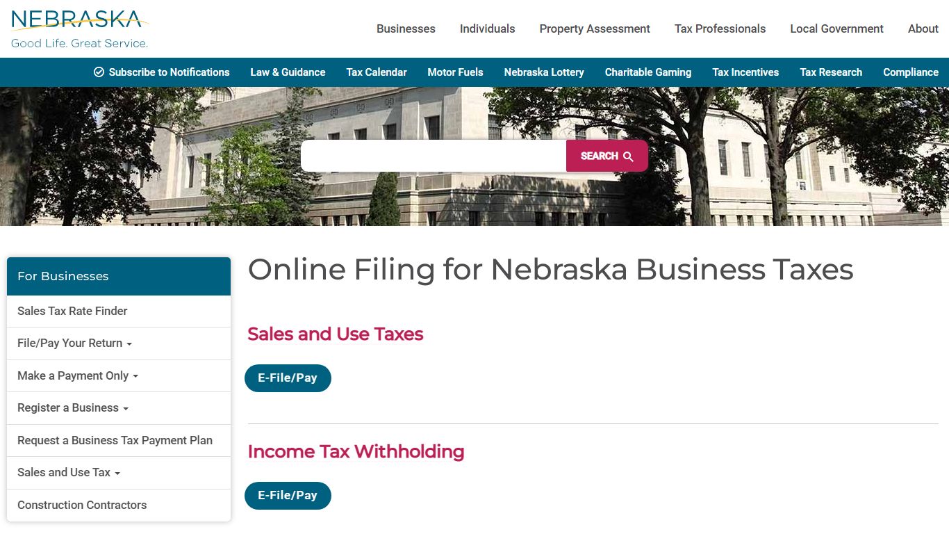 Online Filing for Nebraska Business Taxes