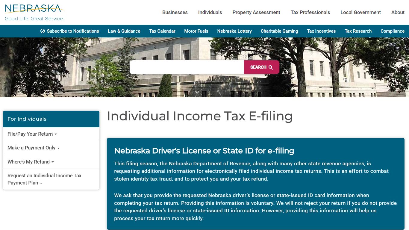 Individual Income Tax E-filing | Nebraska Department of Revenue