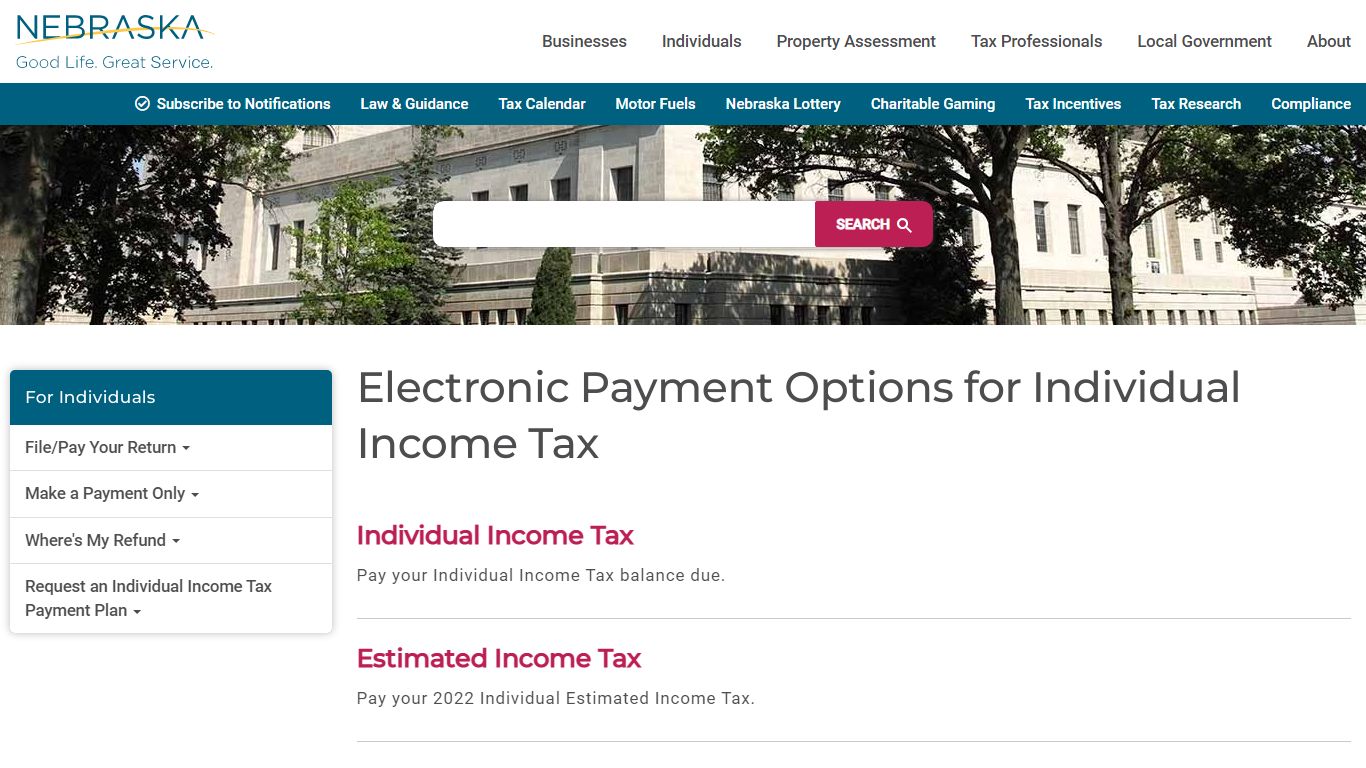 Electronic Payment Options for Individual Income Tax | Nebraska ...