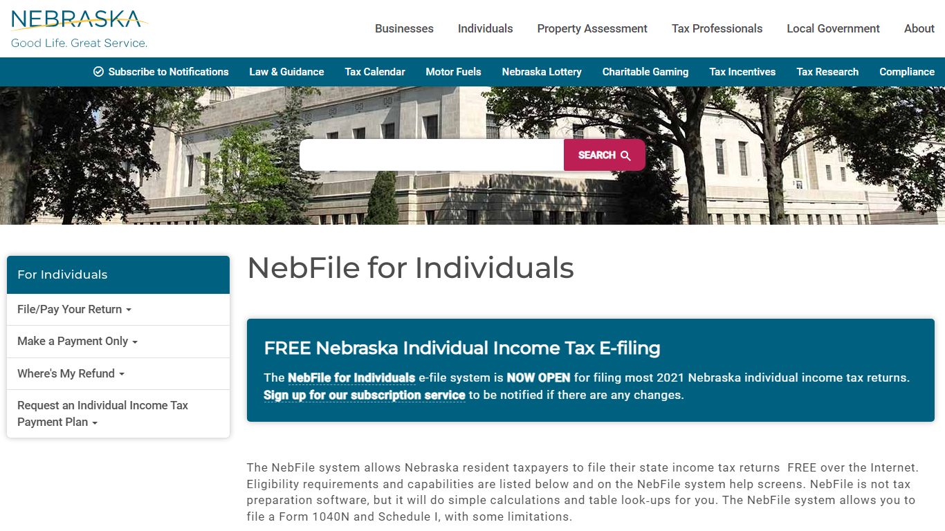 NebFile for Individuals | Nebraska Department of Revenue